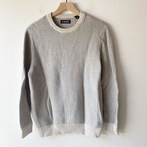chaps gray and white crew neck sweater